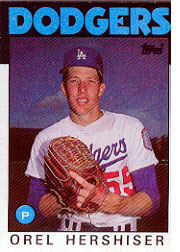 1986 Topps Baseball Cards      159     Orel Hershiser UER